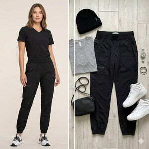 Cherokee Revolution Scrub Pants | Black | Petite Small (SP) | High Stretch